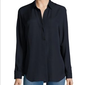 Vince long sleeve silk top coastal blue NWT